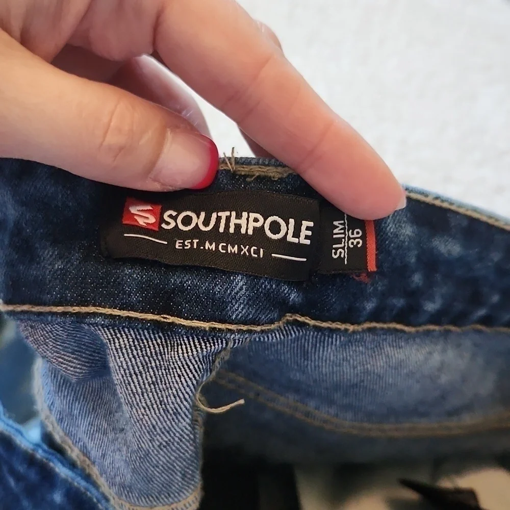 Southpole slim Fit vintage y2k 90's distressed Thrashed baggy drop waist denim
